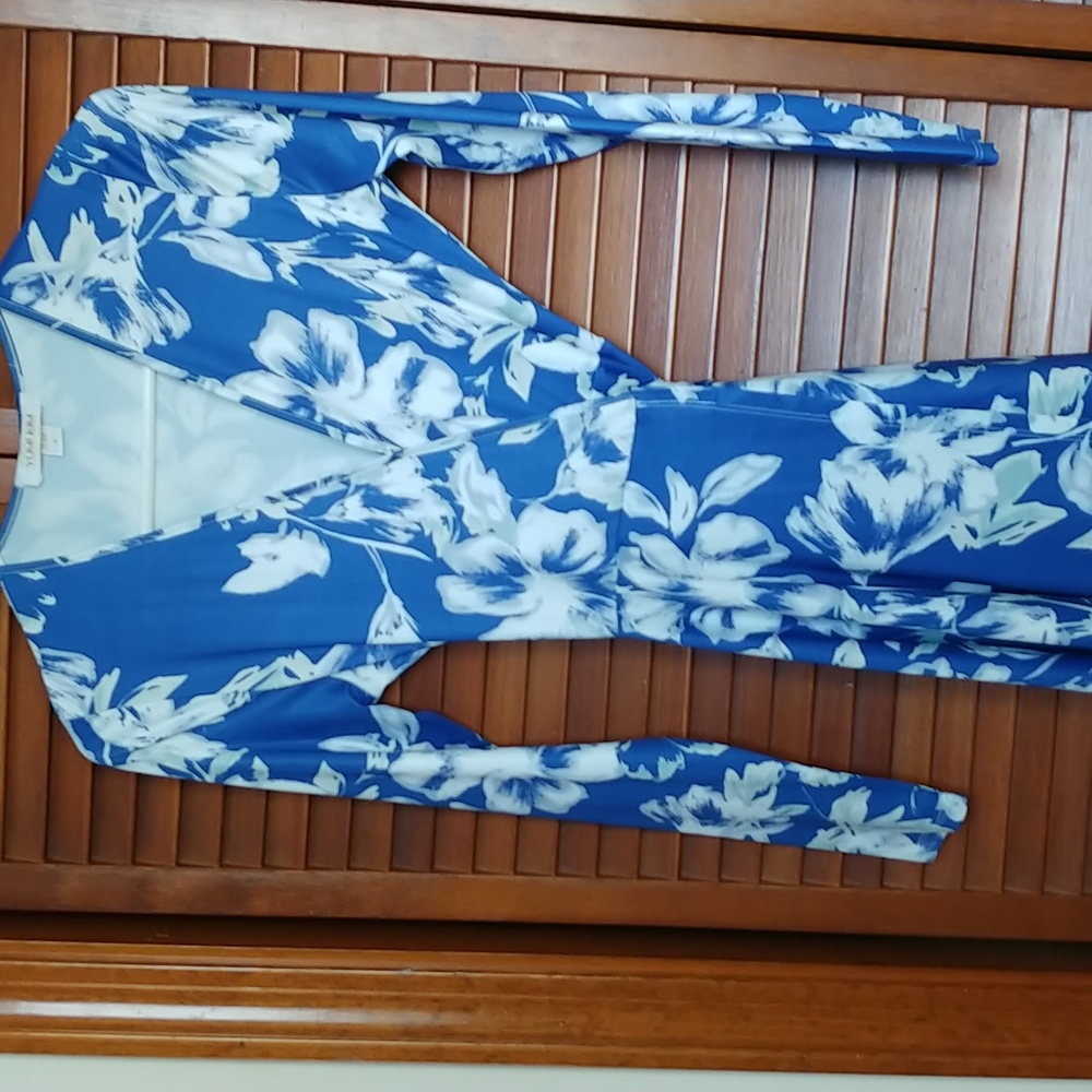 Yumi Kim Running in Circles Dress in Blossom Dandy Blue White Floral Wrap Small